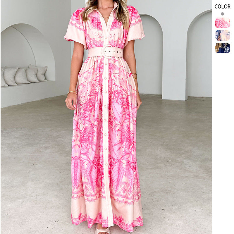 Damen Maxi-Kleid mit floralem Muster und eleganten Rüschen EB