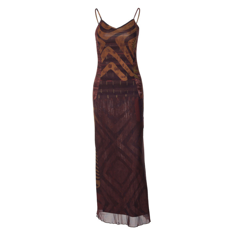 Damen Lässiges Maxikleid mit raffiniertem Grafikmuster EB