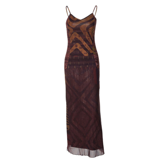 Damen Lässiges Maxikleid mit raffiniertem Grafikmuster EB