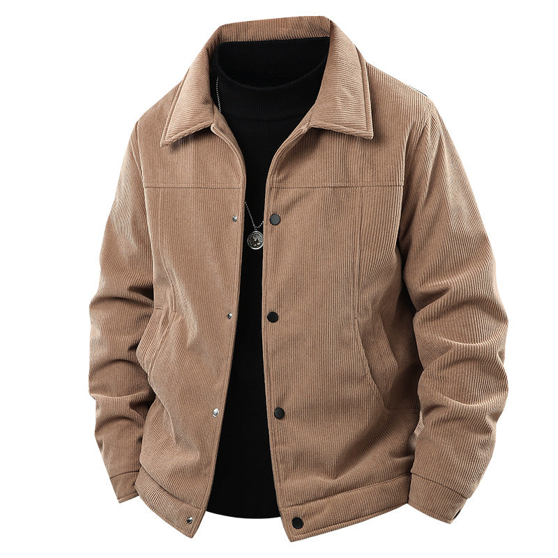 Herren Cordjacke im lässigen Worker-Style mit Druckknopfverschluss und seitlichen Eingrifftaschen EB