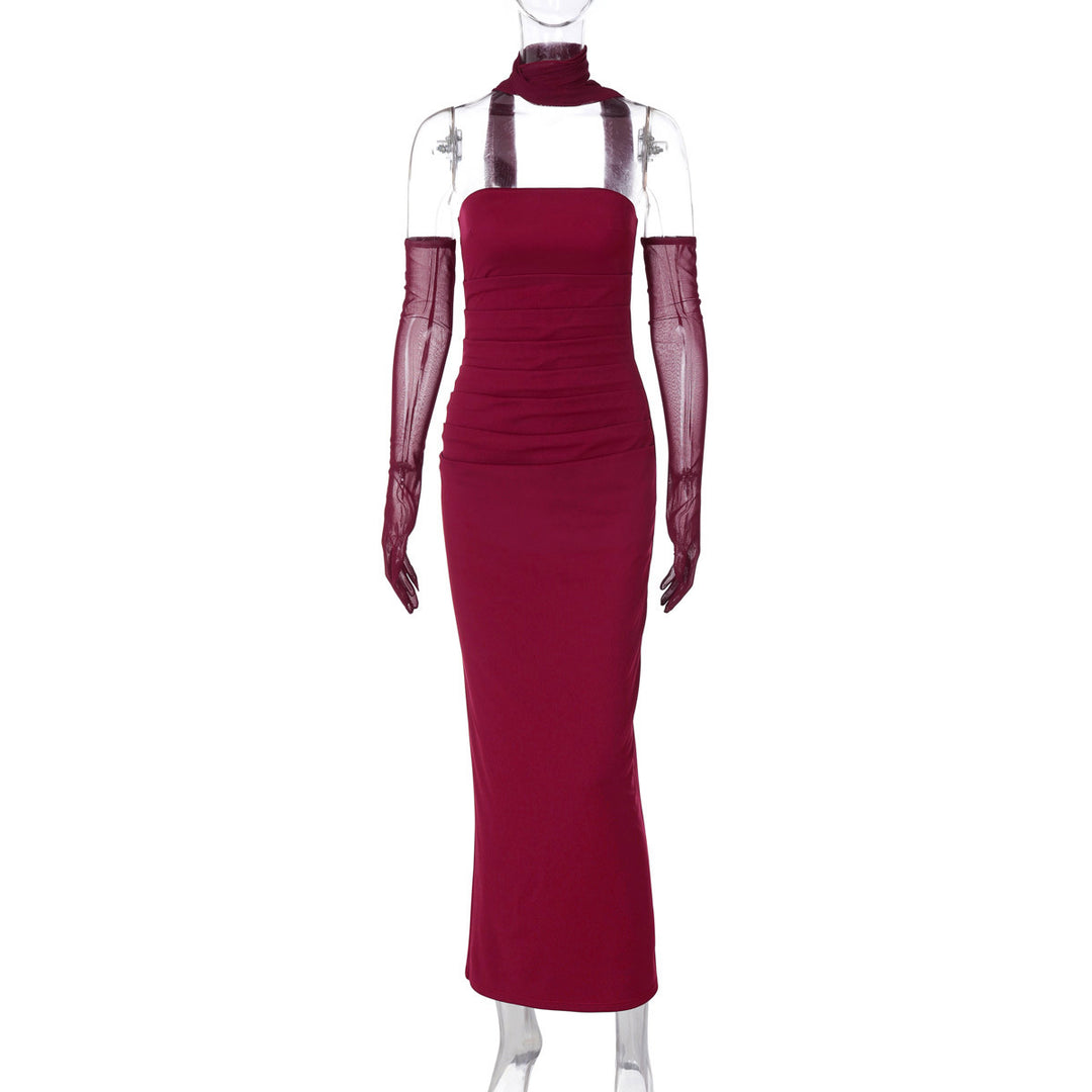 Damen Elegantes schulterfreies Abendkleid mit Flügelärmeln EB