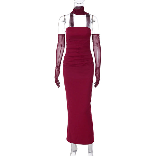 Damen Elegantes schulterfreies Abendkleid mit Flügelärmeln EB