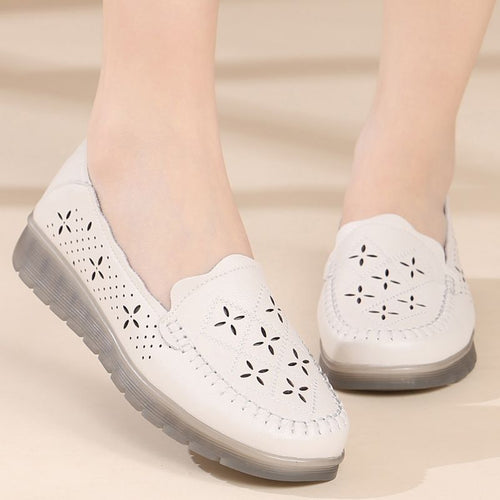 Damen Atmungsaktive Mokassins mit perforiertem Design und rutschfester Sohle EB