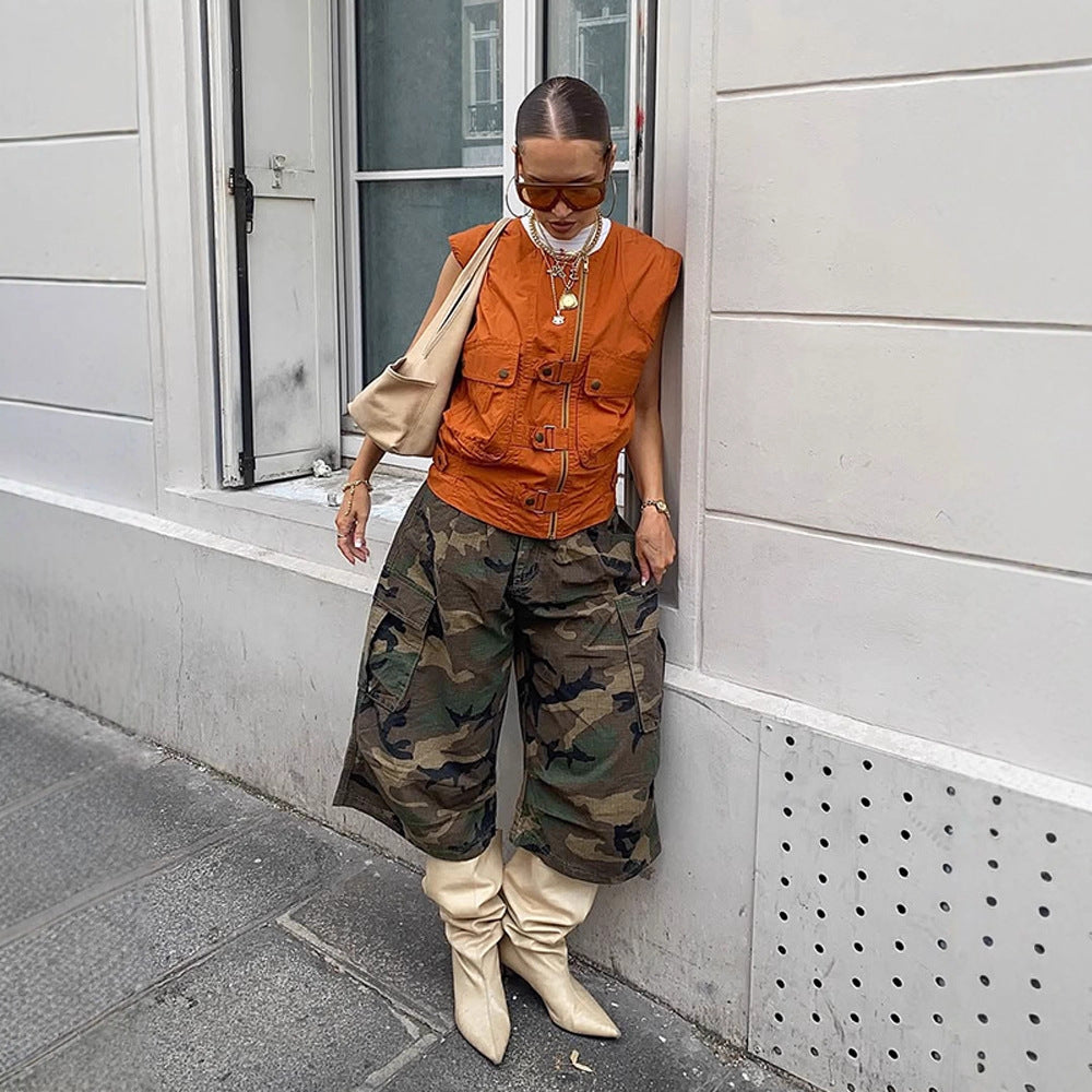 Damen stylische Westen mit praktischen Taschen EB
