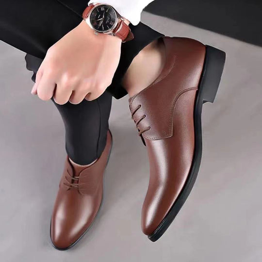 Herren Elegante Leder Schnürschuhe mit rutschfester Sohle und atmungsaktivem Innenfutter EB