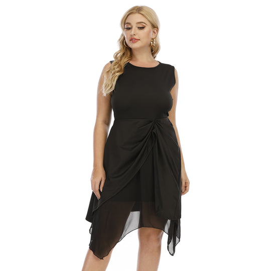Damen elegantes asymmetrisches Kleid mit Knoten-Details EB