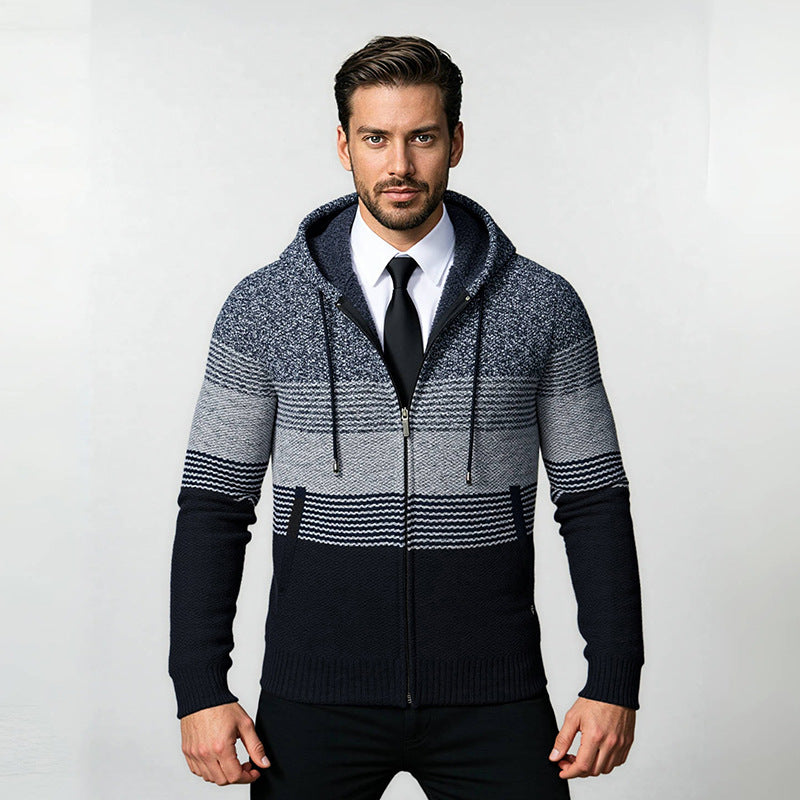 Herren modische Hoodie-Jacke mit strukturiertem Design und praktischen Taschen EB
