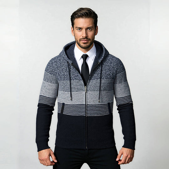 Herren modische Hoodie-Jacke mit strukturiertem Design und praktischen Taschen EB