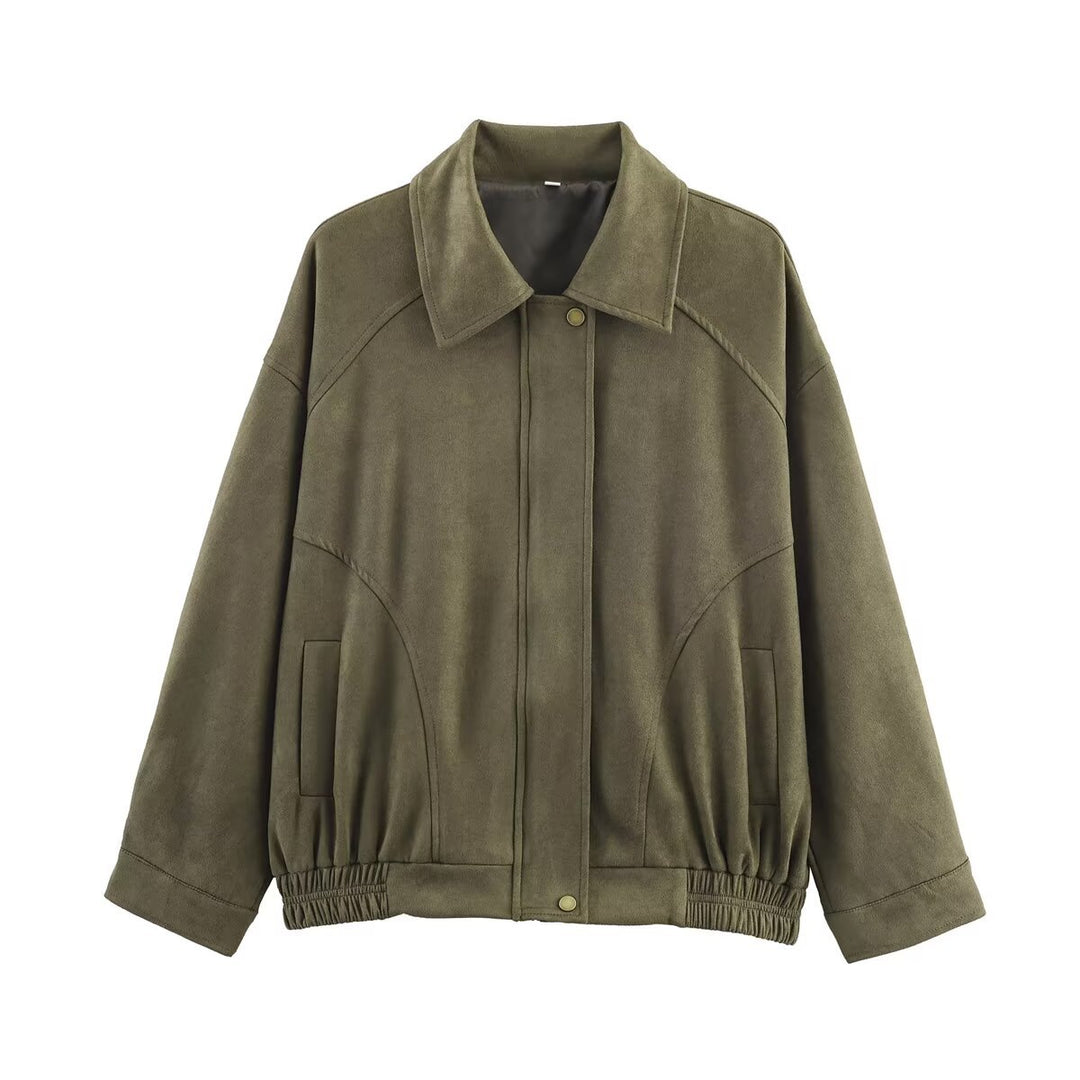 Damen modische Wildlederjacke mit eleganter Silhouette EB