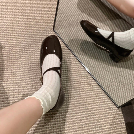 Damen Elegante und klassisch-schicke Ballerinas mit Schnalle EB