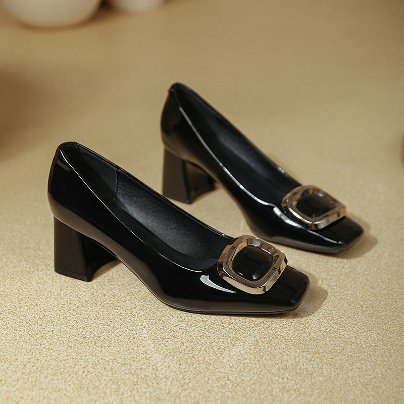 Damen elegante Plateau-Pumps mit modischer quadratischer Schnalle EB