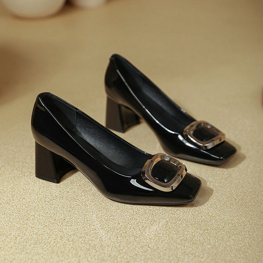 Damen elegante Plateau-Pumps mit modischer quadratischer Schnalle EB