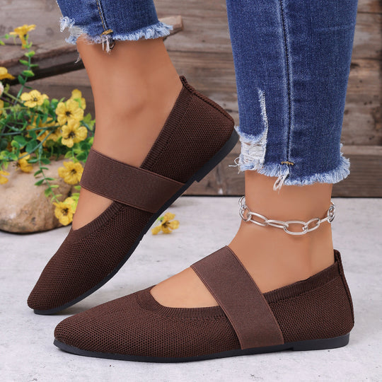 Damen Komfortable Ballerinas mit elastischem Riemen EB