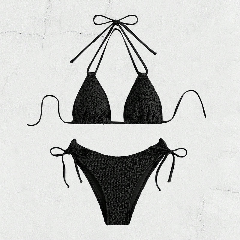 Damen Crochet-Bikini-Set mit verspielten Schleifendetails EB