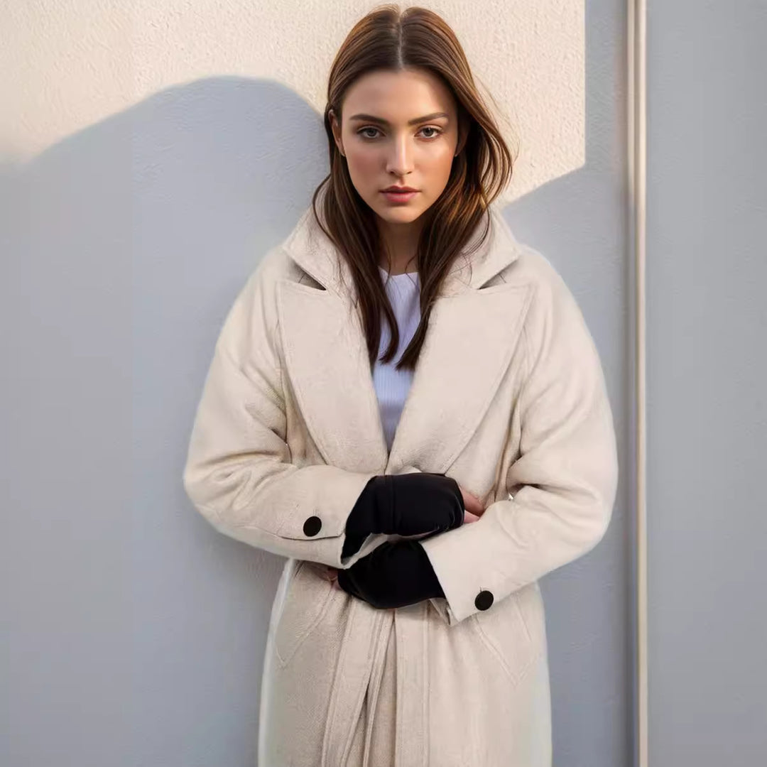 Damen eleganter Übermantel mit weitem Schnitt und Gürtel EB