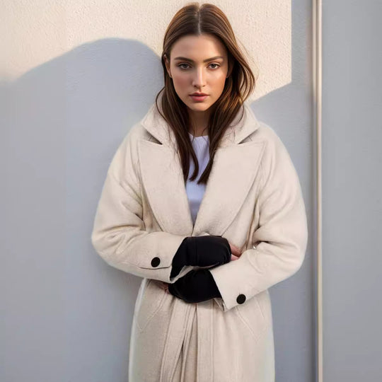 Damen eleganter Übermantel mit weitem Schnitt und Gürtel EB