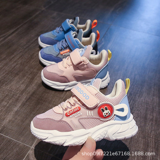 Damen Sportliche Kinder-Sneaker mit verstellbarem Klettverschluss und niedlichem Tiermotiv EB