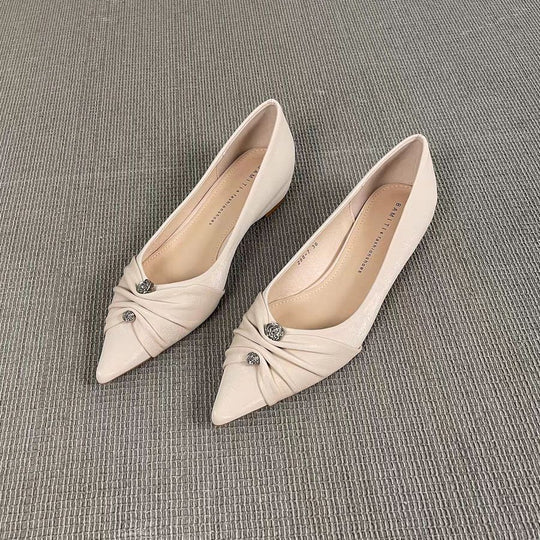 Damen elegante spitze Ballerinas mit kunstvollem Schleifenakzent EB