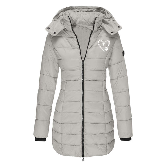 Damen gesteppte Winterjacke mit abnehmbarer Kapuze EB