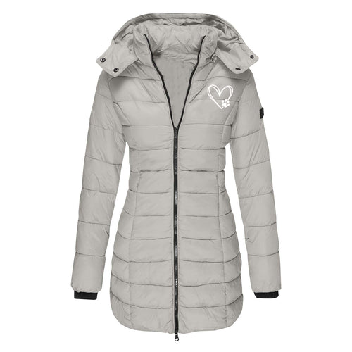 Damen gesteppte Winterjacke mit abnehmbarer Kapuze EB