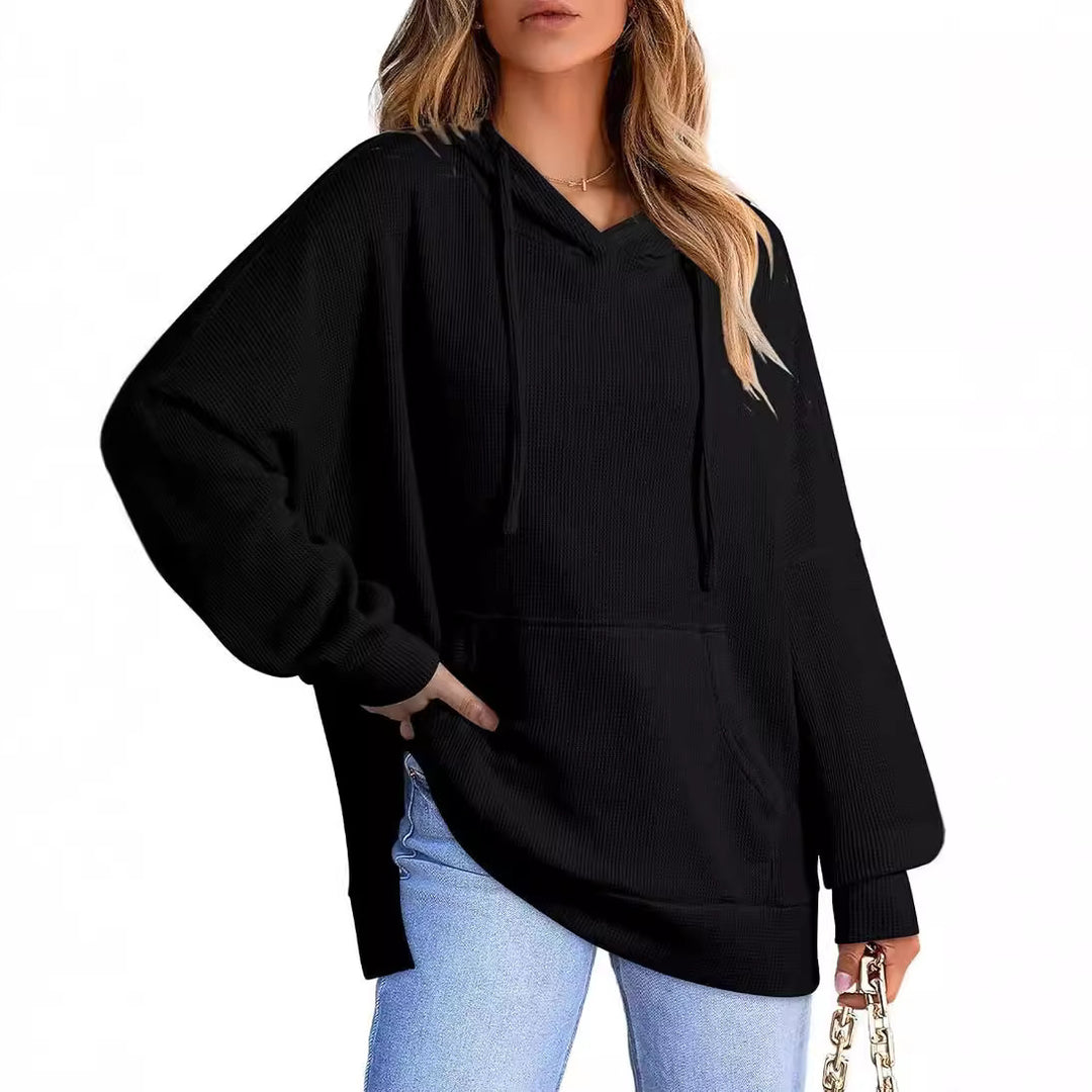 Damen Oversized Kapuzenpullover mit praktischen Taschen und seitlichen Schlitzen EB
