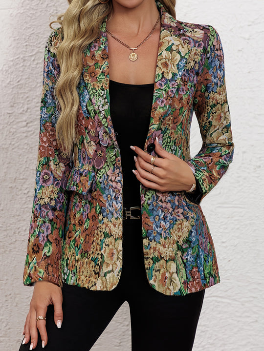 Damen Blazerjacke mit floralem Muster und eleganten Details EB