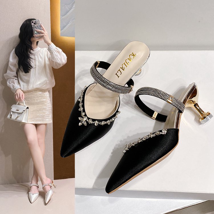 Damen Glamouröse Slingback-Pumps mit funkelnder Verzierung EB