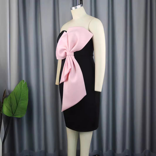 Damen Elegantes Abendkleid mit großem Schleifenakzent EB