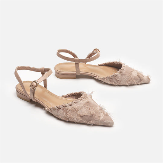 Damen Elegante Sling-Ballerinas mit feiner Fransenverzierung EB