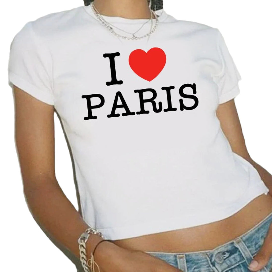 Damen Crop-T-Shirt mit künstlerischem Statementdruck EB