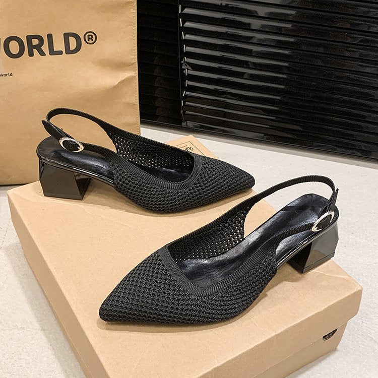 Damen Slingback-Pumps mit strukturiertem Obermaterial und elegantem Blockabsatz EB