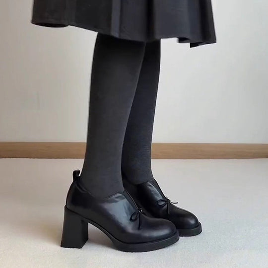 Damen Elegante Schnürschuhe mit modischem Schleifenakzent und blockiertem Absatz EB