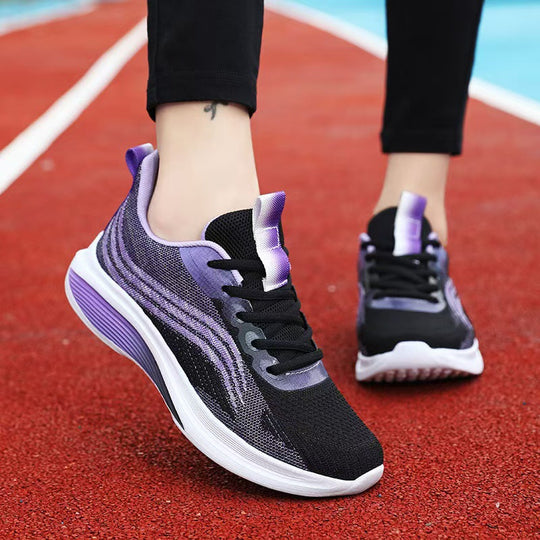 Damen Leichte Fitness-Sneaker mit atmungsaktiver Strick-Oberfläche und stoßdämpfender Sohle EB