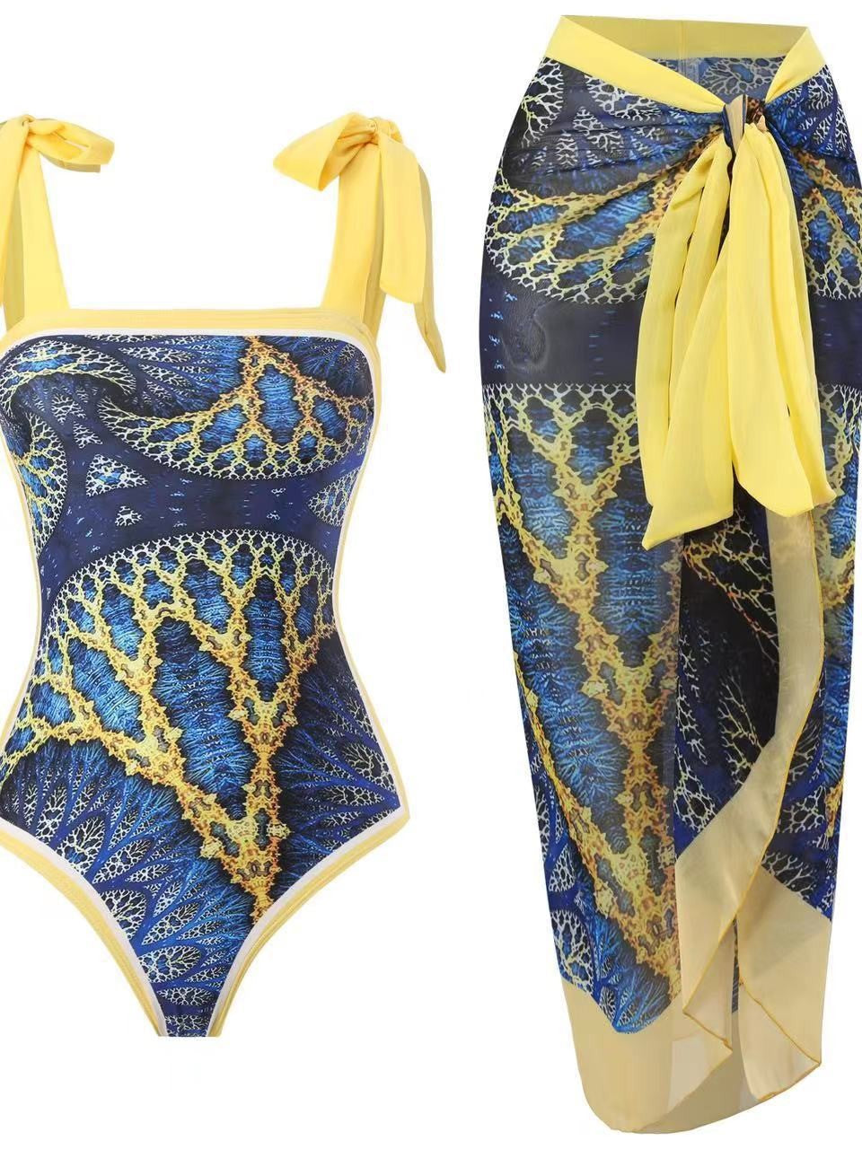 Damen Einteiler Badeanzug mit asymmetrischem Schnitt und eleganter Palazzo-Hose EB