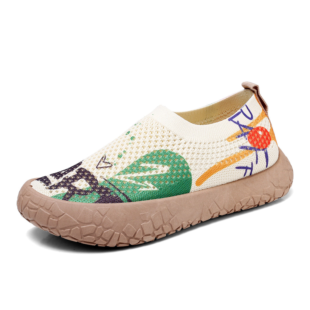 Damen Komfortable Slip-On Freizeitschuhe mit floralem Muster EB