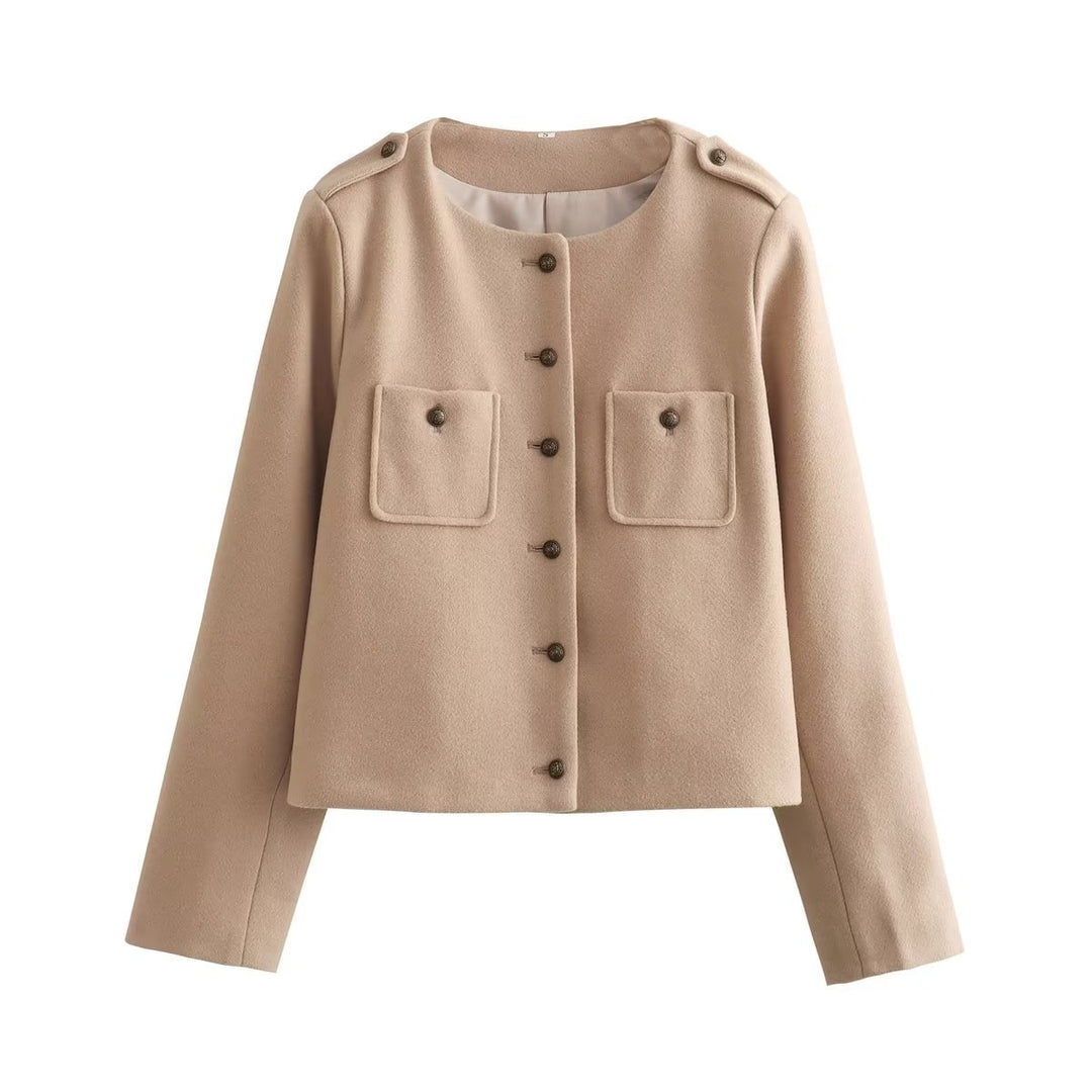 Damen Kurzjacke mit praktischen Taschen und eleganten Knopfdetails EB