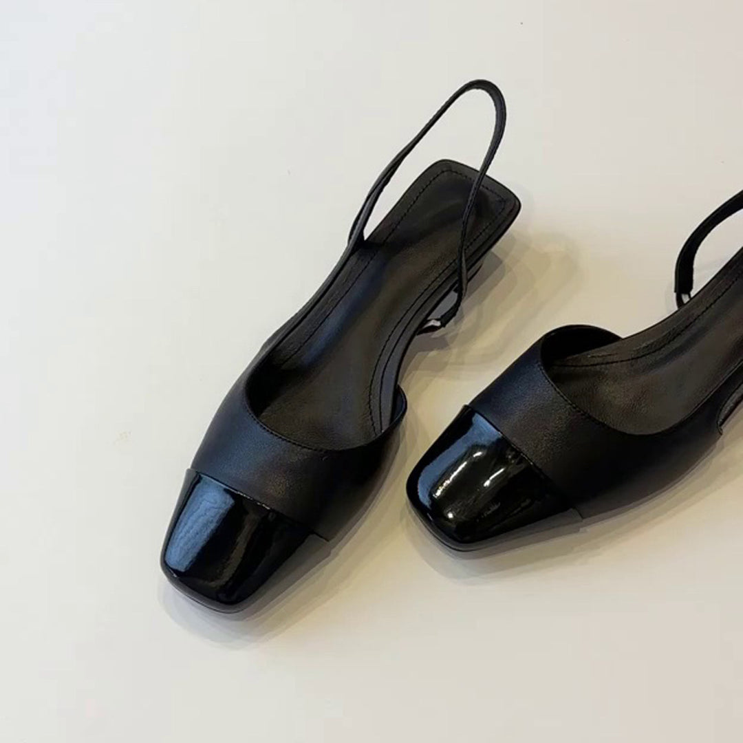 Damen Slingback-Pumps mit glänzender Kappe und modischem Riemchen EB