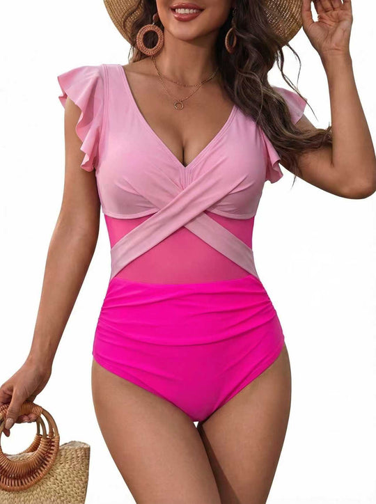 Damen Badekleid mit modernen Rüschendetails EB