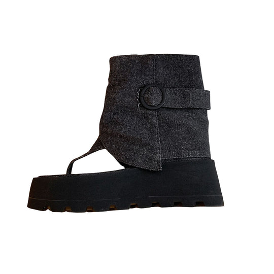 Damen Bequeme Ankle-Boots mit modischem Falten-Design und robustem Sohlenprofil EB