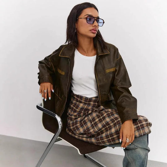Damen modische jacke mit praktischen Taschen und elastischem Saum EB