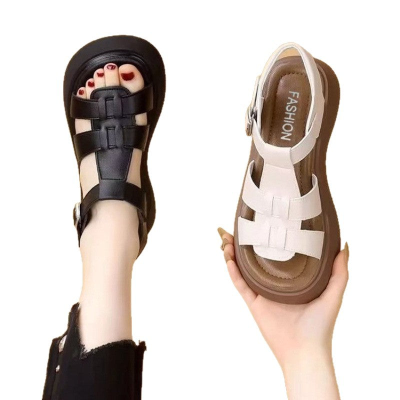 Damen Komfortable Plateau-Sandalen mit verstellbaren Riemen und modischem Design EB