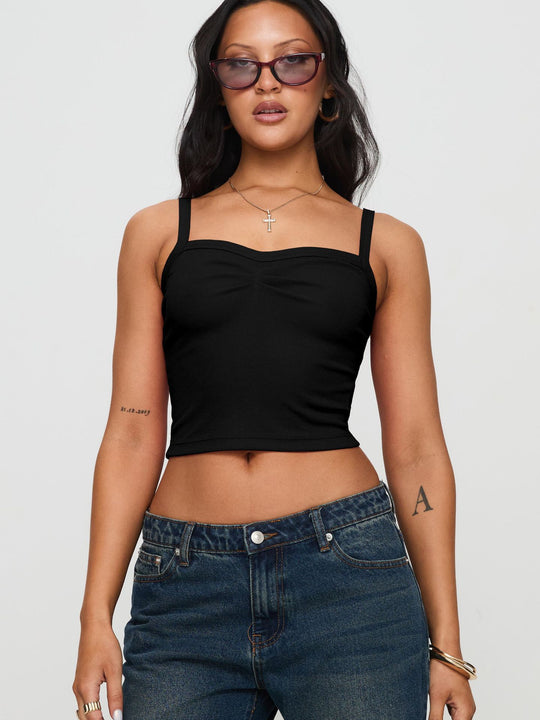 Damen Enganliegendes Cropped Top mit Spaghetti-Trägern EB