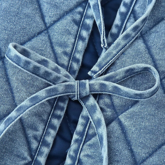 Damen gesteppte Denim-Jacke mit fransigem Kragen EB