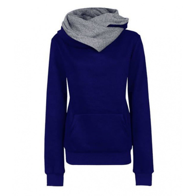 Damen Taillierter Kapuzenpullover mit überlappendem Schalkragen und Kängurutasche EB