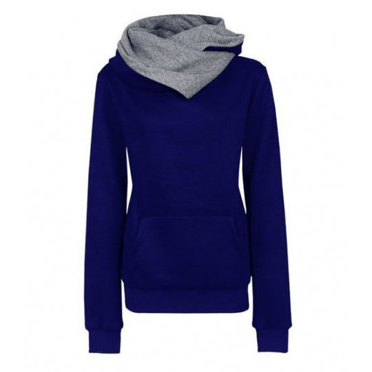 Damen Taillierter Kapuzenpullover mit überlappendem Schalkragen und Kängurutasche EB