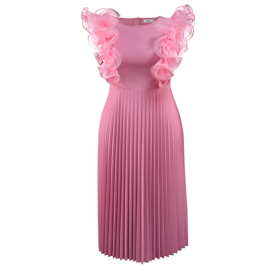 Damen Plissee Kleid mit voluminösen Rüschendetails EB