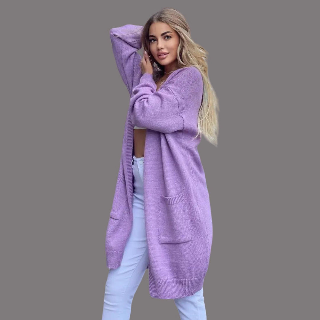 Damen Grobstrick-Cardigan mit großzügigen Taschen und offenem Schnitt EB