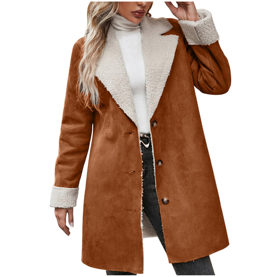 Damen kuscheliger Oversized-Mantel mit schickem Kragen EB