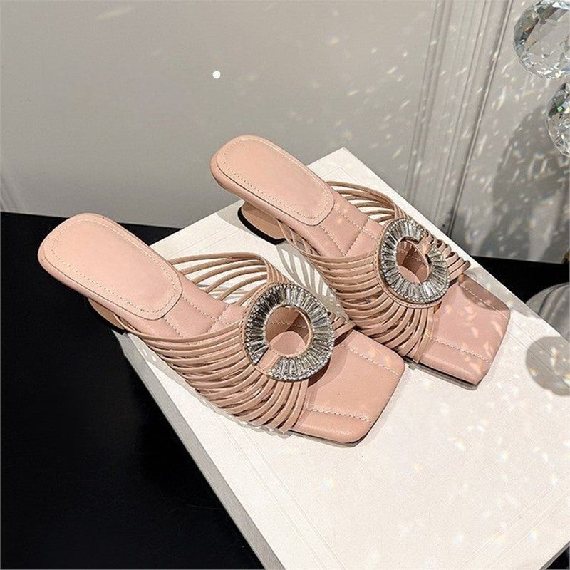 Damen elegante Riemchen-Sandalen mit Schmuckdetail EB