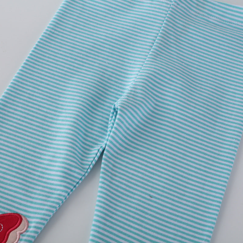Mädchen Leggings mit buntem Schmetterlings- und Blumenapplikationen EB